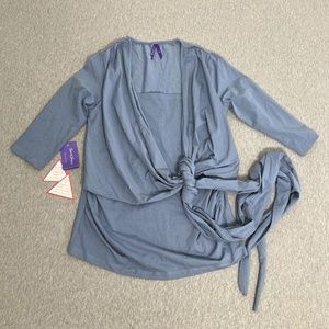 Seraphine Blue Cotton Skin to Skin Babywearing 3/4 Sleeve Top Size Medium.